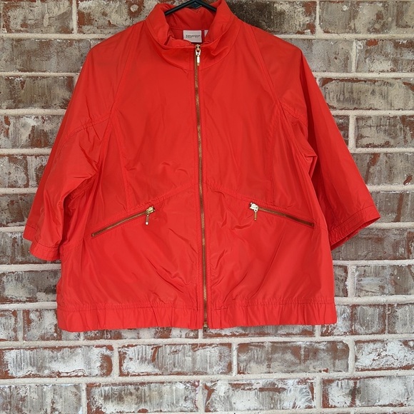 Jackets & Blazers - Chico’s Zenergy Orange Utility Full Zip Three Quarter Sleeved Windbreaker